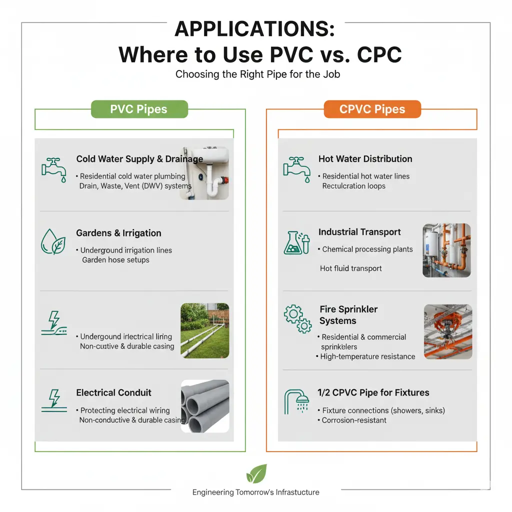 Applications: Where to Use PVC vs CPVC
